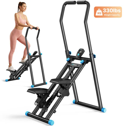 Merach Stair Stepper with Handlebar – 330 lbs capacity, adjustable pedals, compact vertical climber for full-body home/outdoor use.