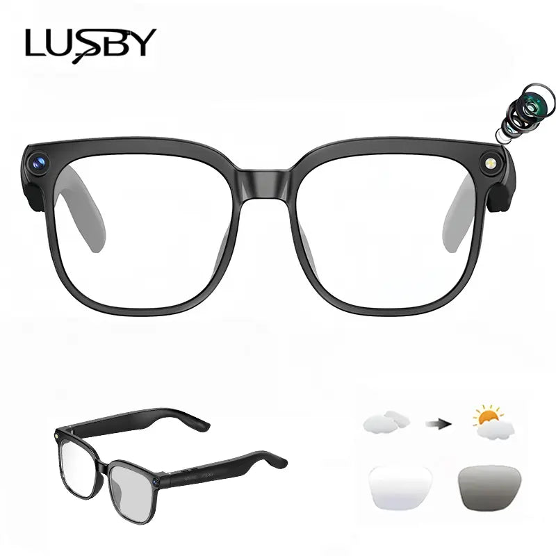LUSBY Smart AI Camera Glasses, 8MP Video Recording, 160+ Languages Real-Time Translation, Bluetooth Audio Sunglasses