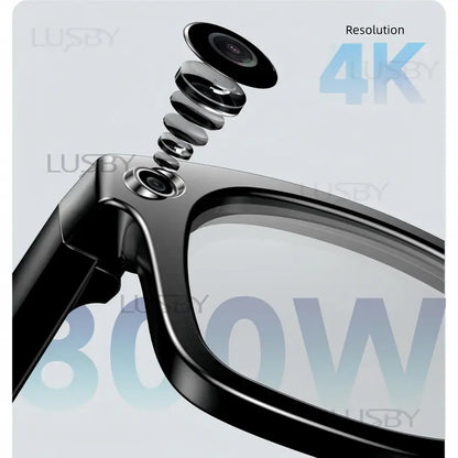 LUSBY Smart AI Camera Glasses, 8MP Video Recording, 160+ Languages Real-Time Translation, Bluetooth Audio Sunglasses