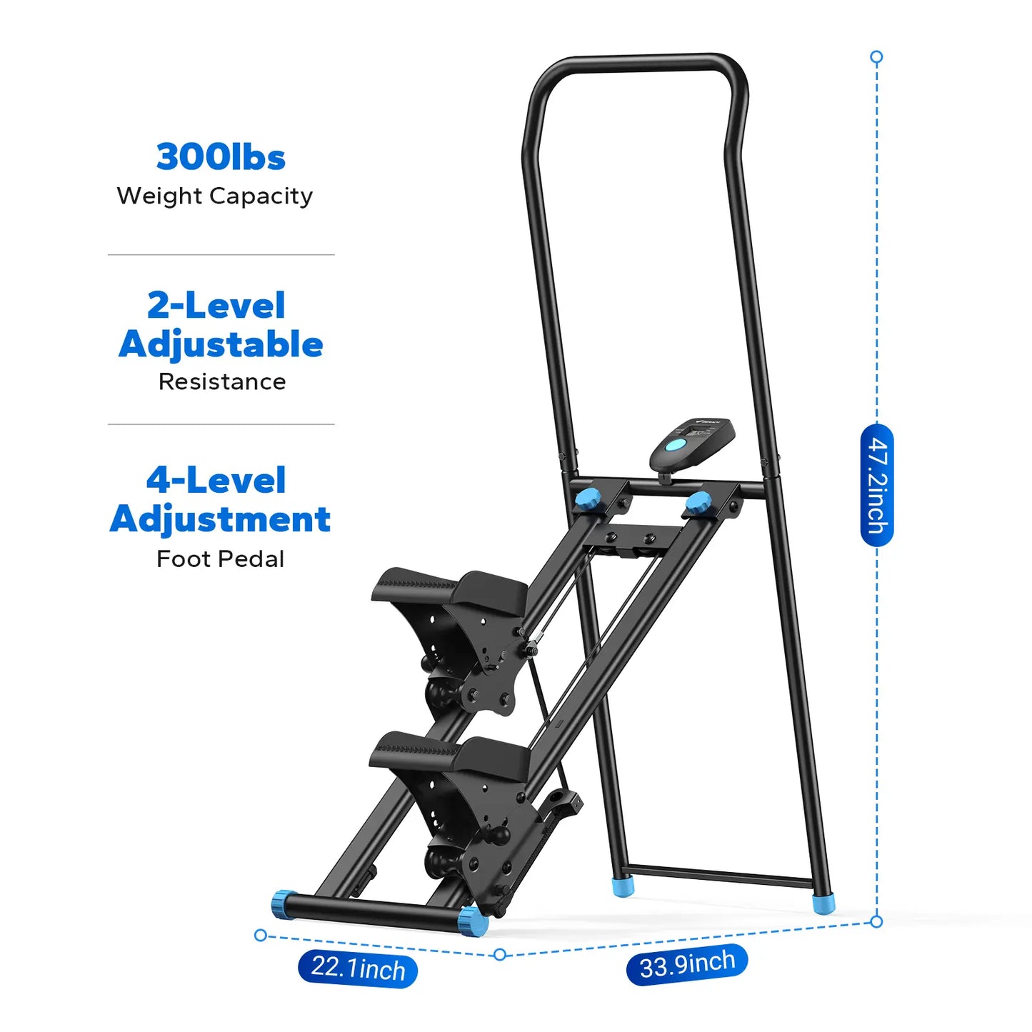 Merach Stair Stepper with Handlebar – 330 lbs capacity, adjustable pedals, compact vertical climber for full-body home/outdoor use.