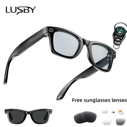 LUSBY Smart AI Camera Glasses, 8MP Video Recording, 160+ Languages Real-Time Translation, Bluetooth Audio Sunglasses