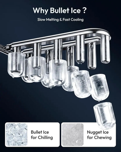 EUHOMY Ice Maker Countertop with Handle, 26lbs in 24Hrs, 9 Ice Cubes Ready in 6 Mins, Auto-Cleaning Portable Ice Maker with Basket and Scoop, for Home/Kitchen/Camping/RV. (2024 New Silver) Utensils
