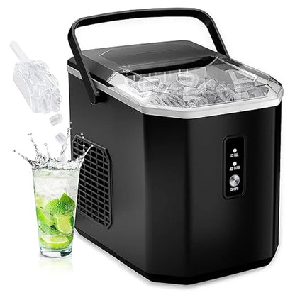 EUHOMY Ice Maker Countertop with Handle, 26lbs in 24Hrs, 9 Ice Cubes Ready in 6 Mins, Auto-Cleaning Portable Ice Maker with Basket and Scoop, for Home/Kitchen/Camping/RV. (2024 New Silver) Utensils