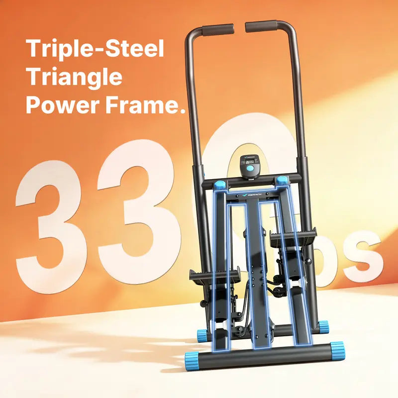 Merach Stair Stepper with Handlebar – 330 lbs capacity, adjustable pedals, compact vertical climber for full-body home/outdoor use.