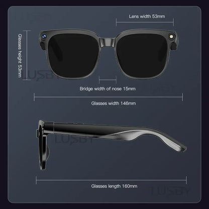 LUSBY Smart AI Camera Glasses, 8MP Video Recording, 160+ Languages Real-Time Translation, Bluetooth Audio Sunglasses